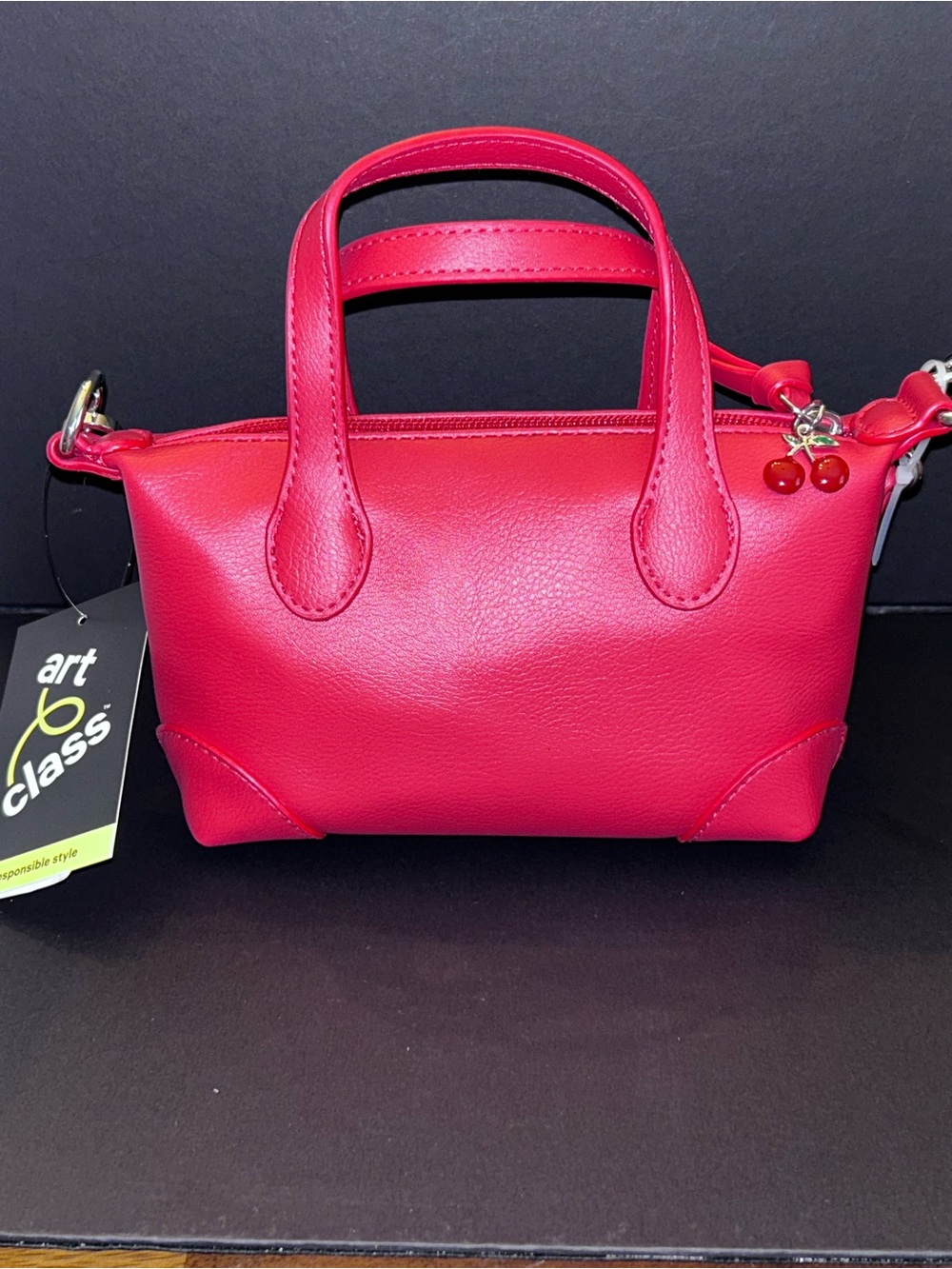 art class Hot Pink Mini Handbag with Cherry Charm & Crossbody Strap NWT